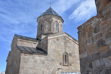 Fototapeta na wymiar Gergeti Trinity Church, Kazbegi, Georgia