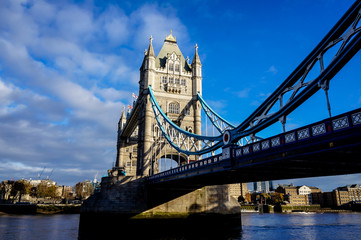Tower Bridge in London, UK. Drawbridge opening. One of English symbols