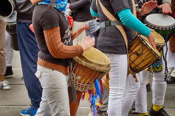 march drummers from different groups.