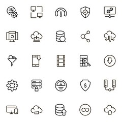 Cloude services line icon set. Collection of high quality black outline logo for web site design and mobile apps. Vector illustration on a white background