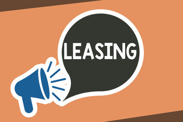 Writing note showing Leasing. Business photo showcasing Grant on lease Rent Agreement between two parties Contract.