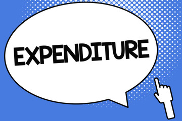 Conceptual hand writing showing Expenditure. Business photo showcasing Action of spending funds amount of money spent Investment.