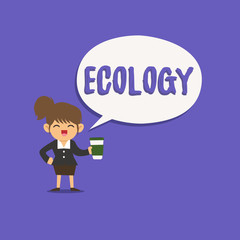 Text sign showing Ecology. Conceptual photo Branch of science relation organisms environment Scientific study.