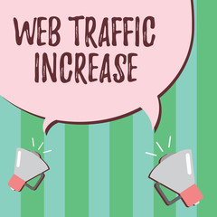 Word writing text Web Traffic Increase. Business concept for Expand Visitors to a Websitea number of Visits.