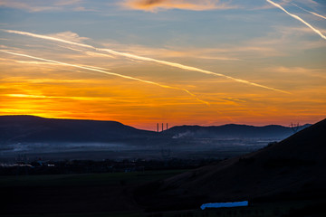 Springtime landscape at the evening