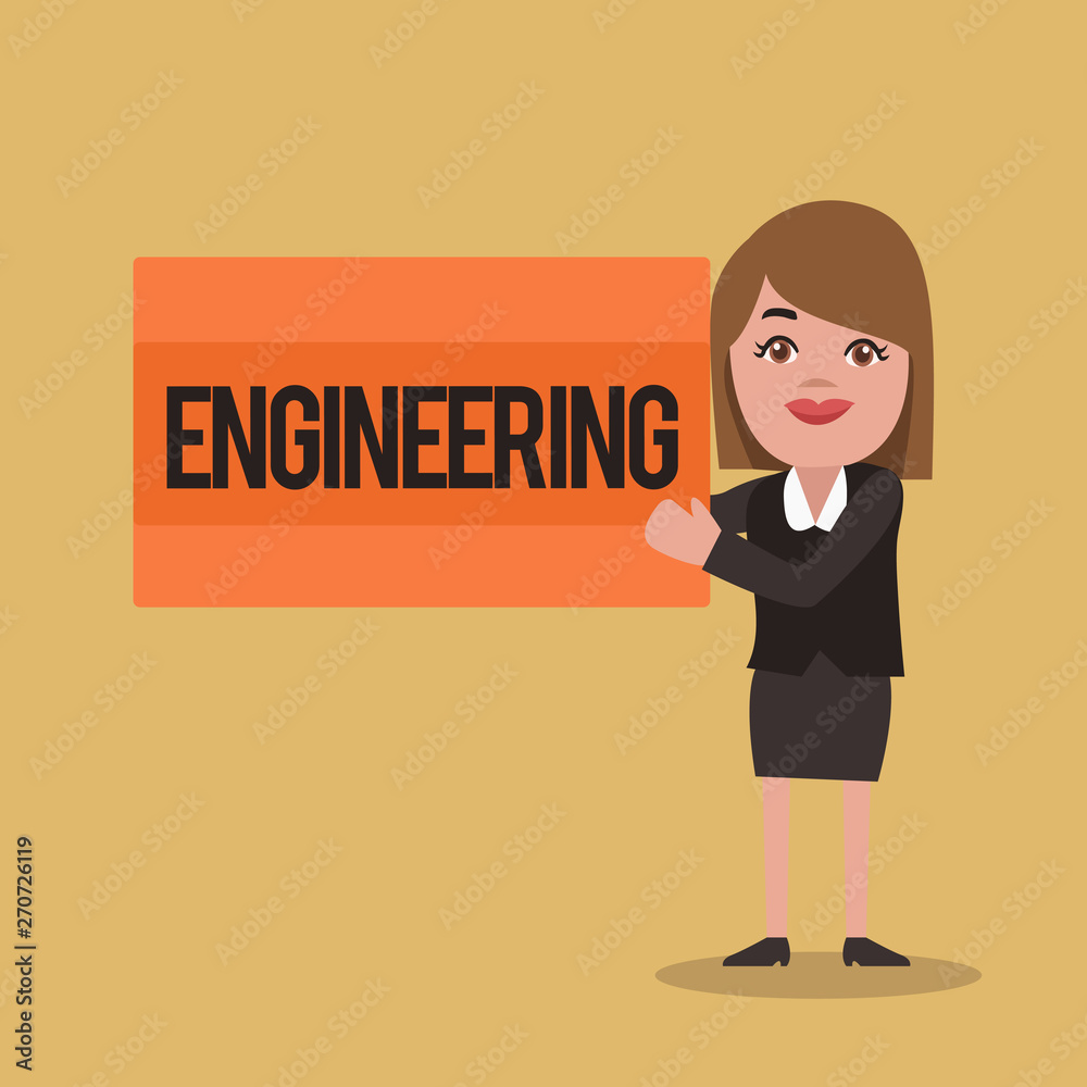 Poster text sign showing engineering. conceptual photo science concerned with design building use of engine