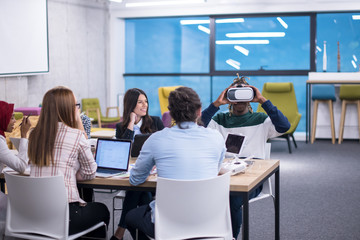 Young Multiethnic Business team using virtual reality headset