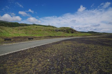 三宅島の荒野の中の道