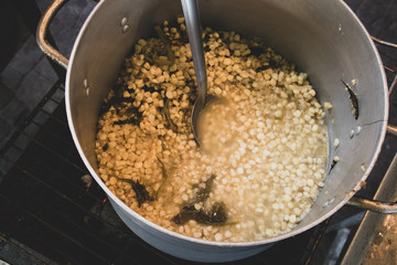 Pot of Esquites (Street Corn) in Mexico City