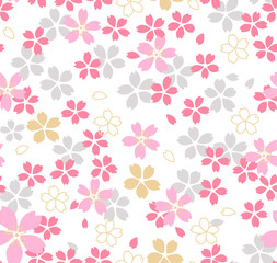 Japanese Pink Cherry Blossom Seamless Pattern