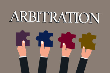 Conceptual hand writing showing Arbitration. Business photo text Use of an arbitrator to settle a dispute Mediation Negotiation.