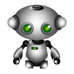 robot with green eyes