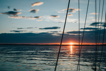 Sunset through the Rigging on a Sailboat