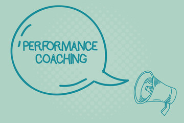 Text sign showing Performance Coaching. Conceptual photo Facilitate the Development Point out the Good and Bad.