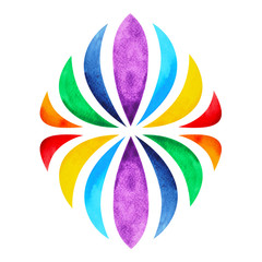 color chakra mandala symbol concept, watercolor painting icon, illustration design sign hand drawing