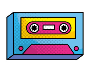 Pop art music cassette vintage cartoon