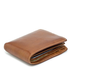 brown wallet isolated on white background.