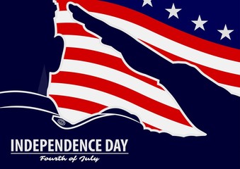 USA Independence day poster template. US Army soldiers saluting on american flag background. Vector illustration.