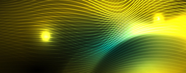 Shiny neon vector wave line abstract background, motion concept