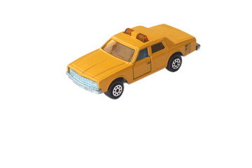 toy taxi car isolated on white background