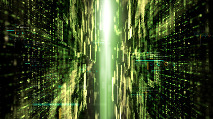 Futuristic digital matrix grid particles de-focus cyber space background environment