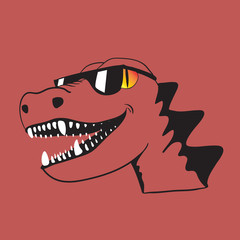 dinosaur in sunglasses with a smile