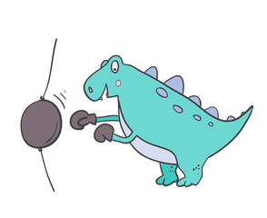 dinosaur Boxing punching bag. cute dinosaur doing sports.
