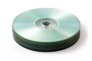 CD, DVD blank stack isolated on white