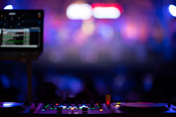 Concert On Stage Show, Entertainment Music Light and Sound, Concert Festival Music, Event Management Performance. Abstract Blur, Bokeh, for Background. 