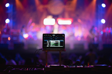 Concert On Stage Show, Entertainment Music Light and Sound, Concert Festival Music, Event Management Performance. Abstract Blur, Bokeh, for Background. 