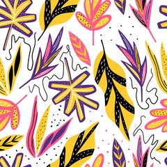 Modern exotic seamless pattern. Tropical leaves background for print, textile, fabric.