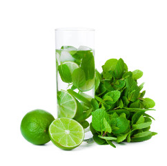 cold fresh lemonade. Isolated on white background with clipping path