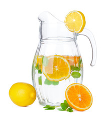 jug of lemonade isolated on white background
