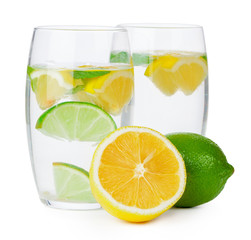Glass of lemonade isolated on white background