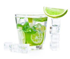 cold fresh lemonade. Isolated on white background with clipping path