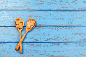 Different Kinds of Sugar in the Spoons close up