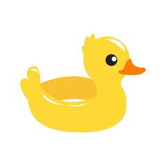 ducky bath toy flat vector color icon.