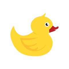 ducky bath toy flat vector color icon.