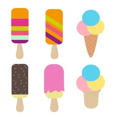 Ice cream collection, isolated on white background