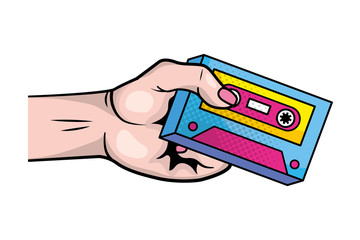 Pop art music cassette vintage cartoon