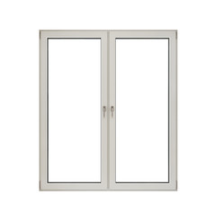 White plastic double door window isolated on white background, 3d rendering