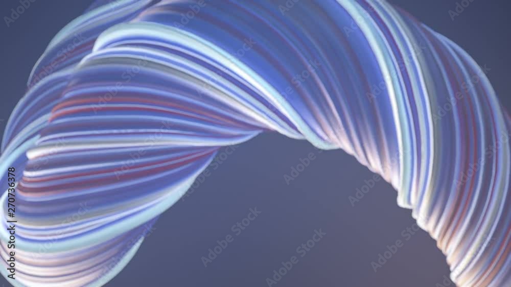 Poster Blue colored twisted shape motion graphics background. Computer generated abstract geometric 3D render loop animation. HD resolution.