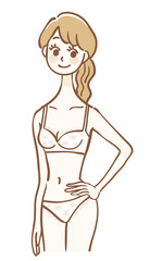 下着姿　女性　白