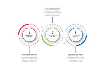 colorful timeline infographic with 3 options design template, Infographics management, finance, analytics, presentation. Vector illustration