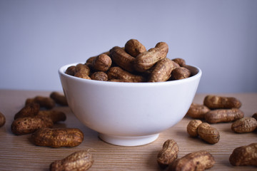 Peanuts in a bowl (sideview)