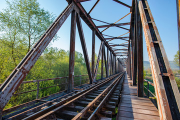 Steel railroad bridge