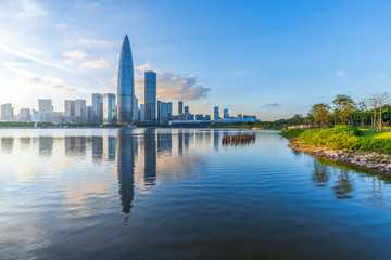 City Skyline Scenery of Shenzhen Bay Talent Park, Shenzhen City, Guangdong Province