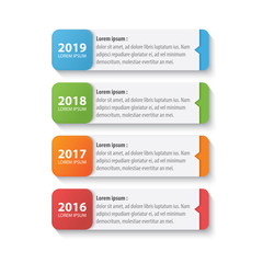 colorful timeline infographic with 4 options design template, Infographics management, finance, analytics, presentation. Vector illustration