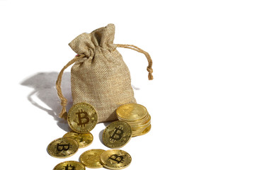 bit coin in bucket falling blockchain technology