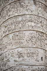 Roman Trajan Column - Triumphal monument in Rome Italy